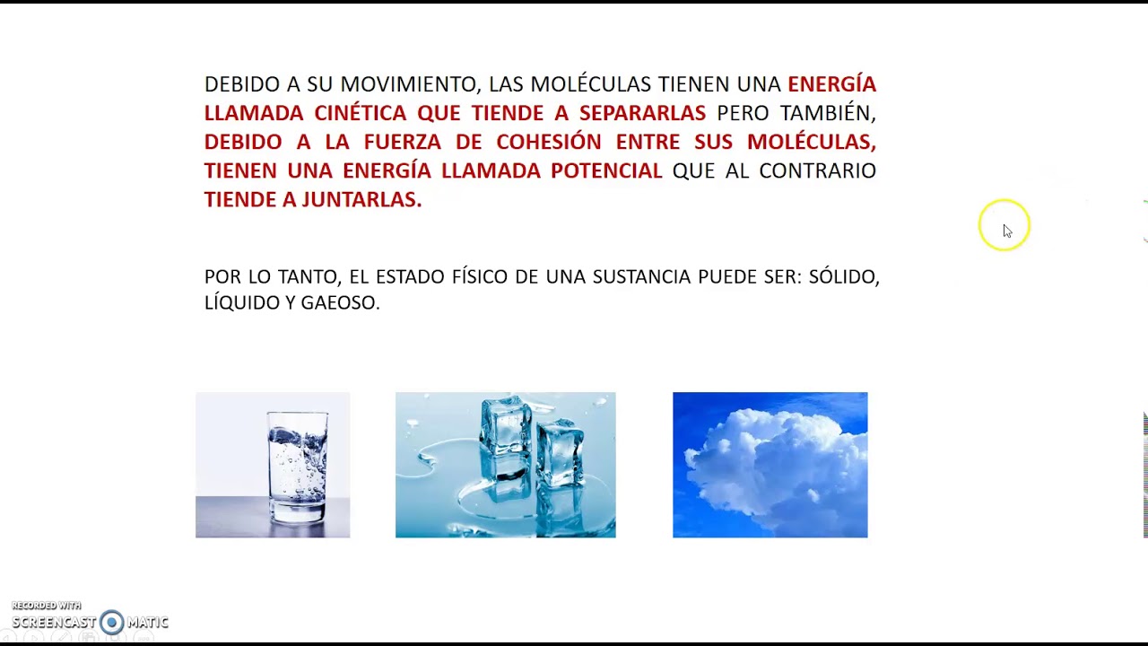 estado de la materia a partir de su estructura molecular