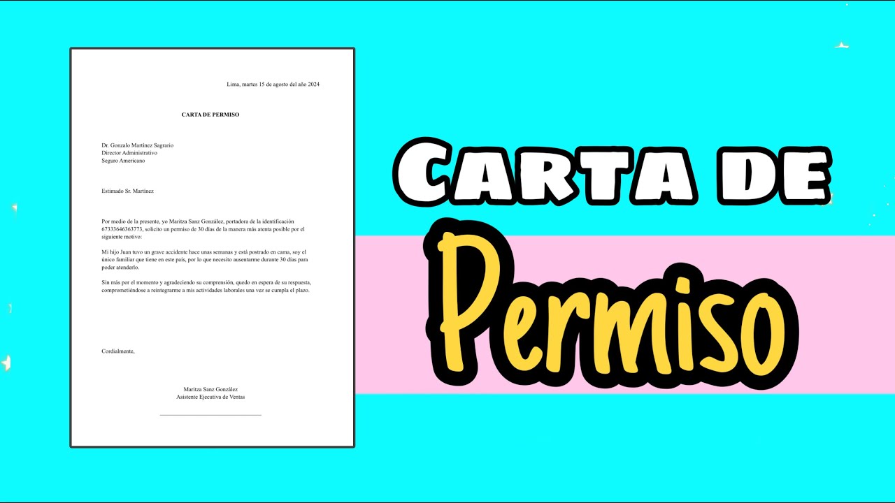 como redactar una carta de permiso para faltar a clases