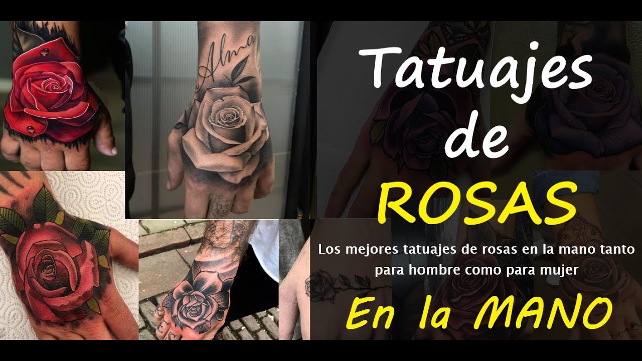 tatuajes de rosas en la mano para mujeres pequeños