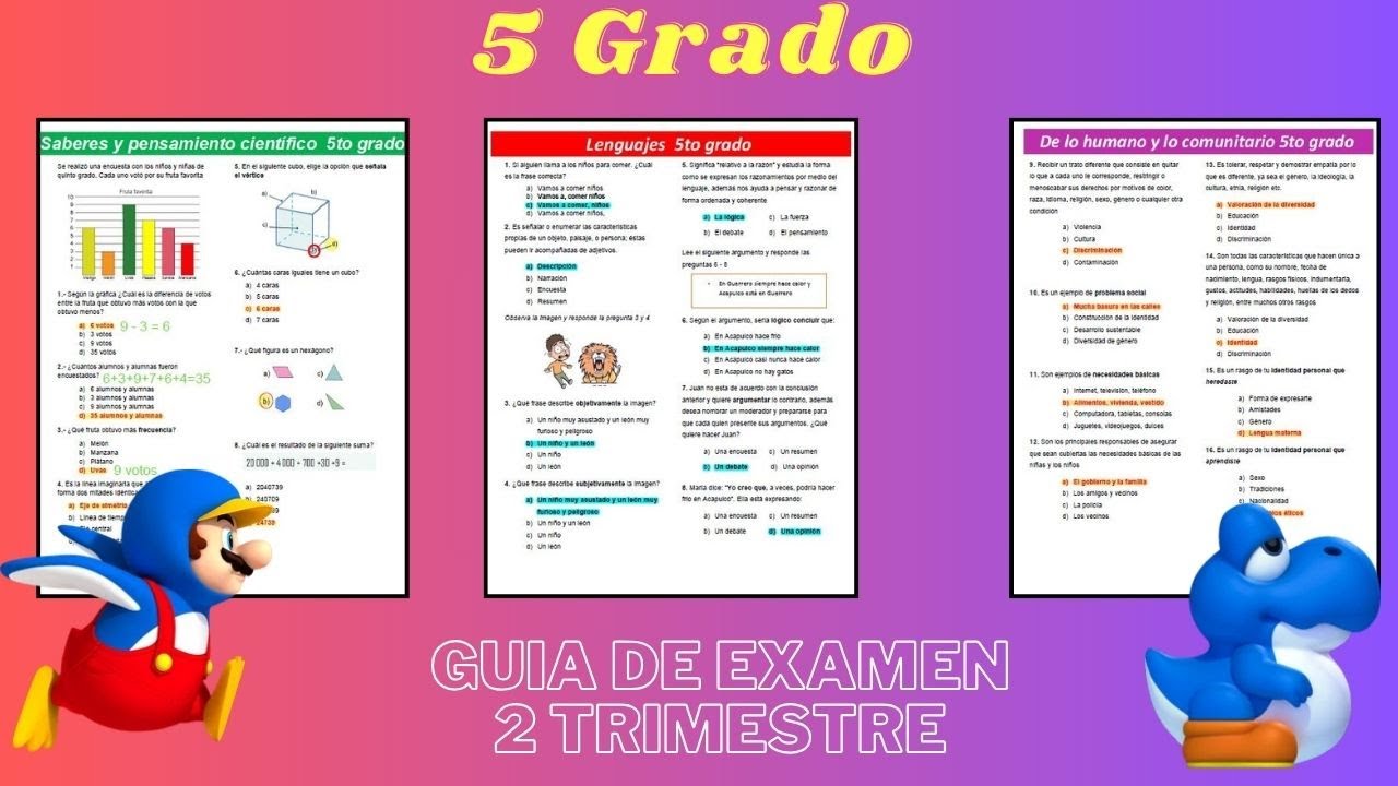 examen del segundo bloque de quinto grado de primaria