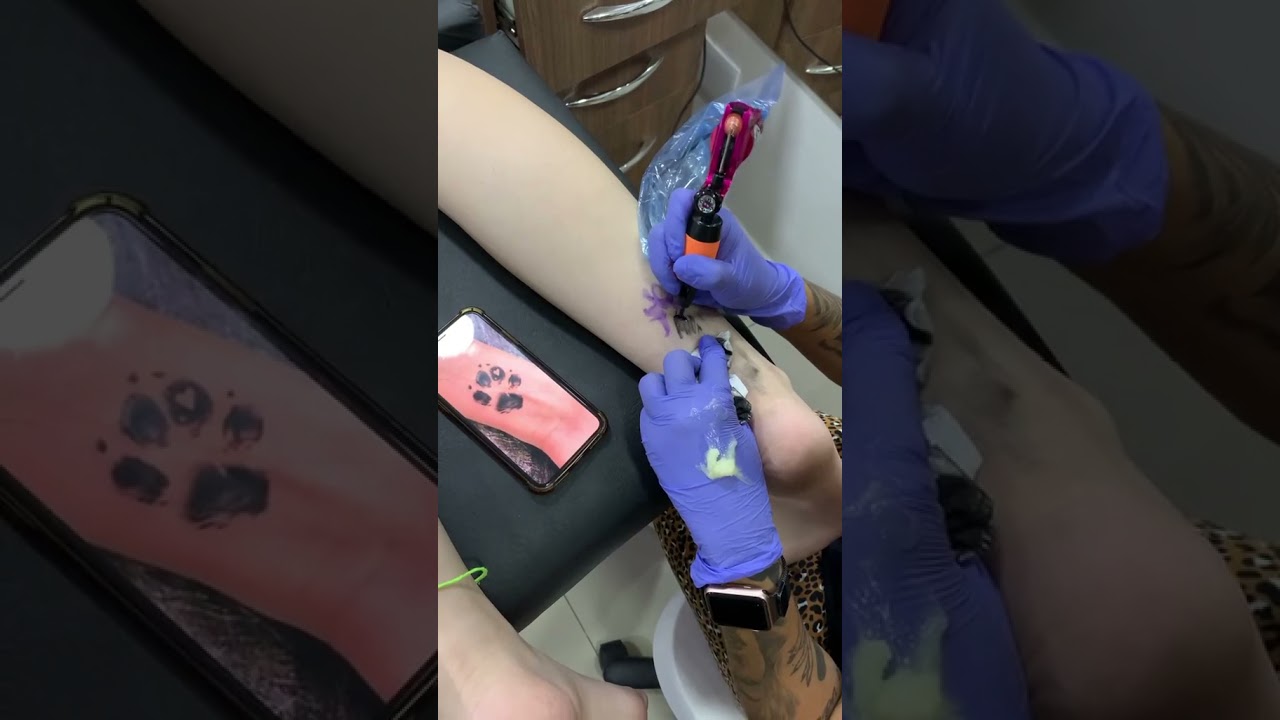 tatuaje pata de perro y mano de humano